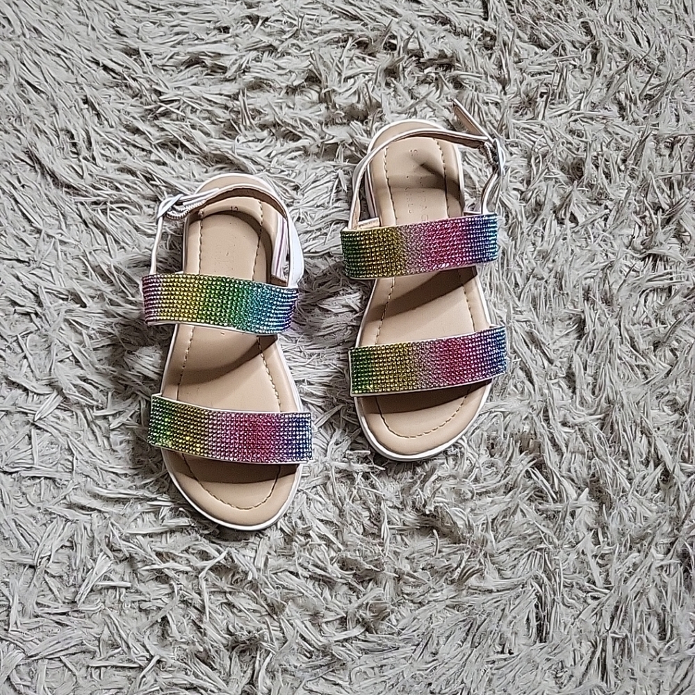 Rampage Girls Sandals Size 12 Rainblow Bling Straps Summer Spring School Cute ✨️